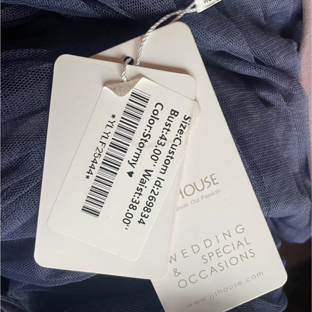 JJ’s House plus size prom dress, blue-gray - Picture 4 of 5